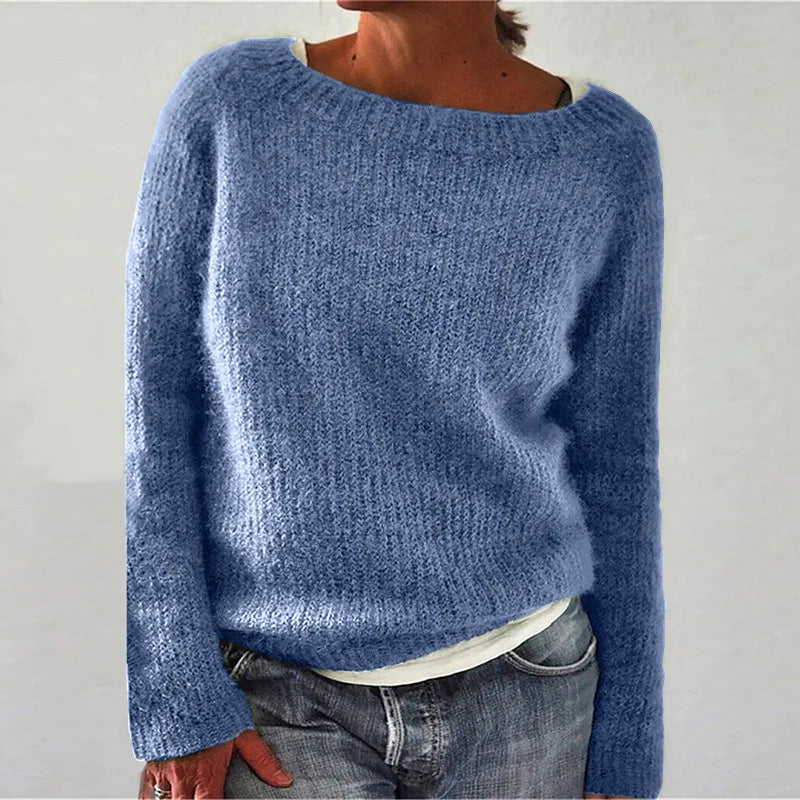Cozy Women's Thick Cable Knit Crew Neck Sweater