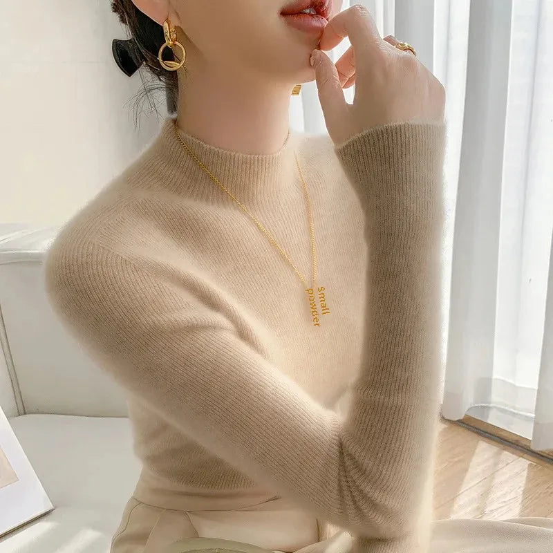 Fitted Crew Neck Knit Sweater
