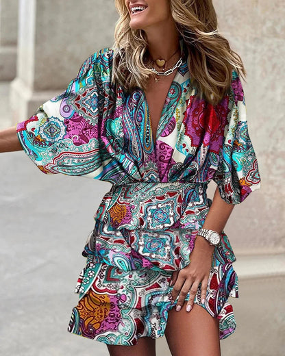 Pretty Floral Tiered Maxi Wrap Dress