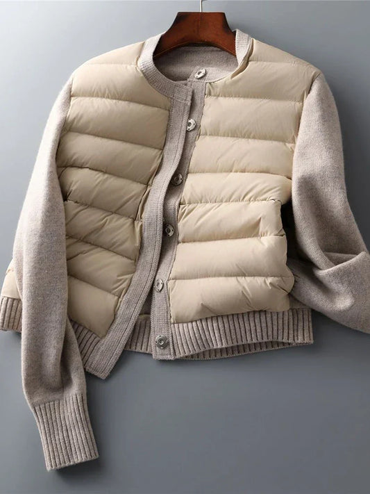 Warm Padded Hybrid Coat | Textured Button Jacket - Nocini