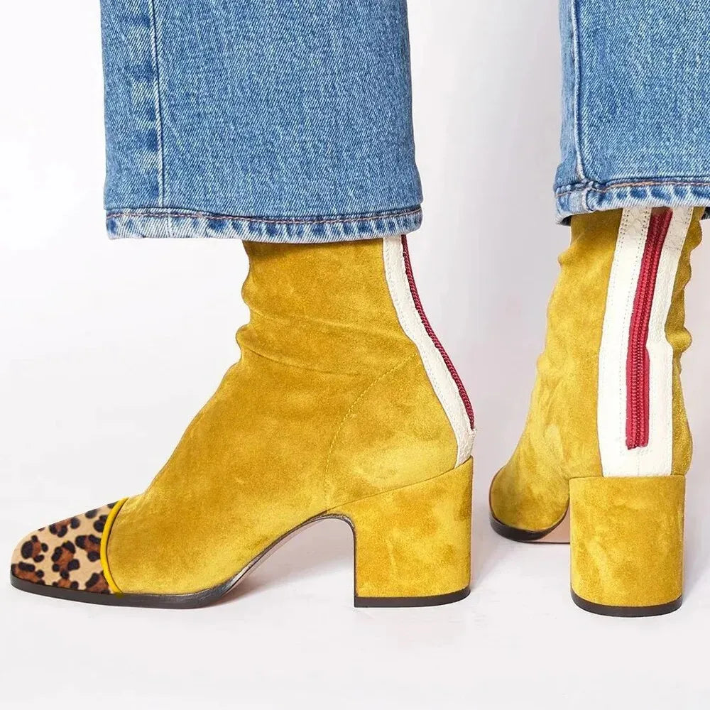 Elegant High Heel Square Toe Boots