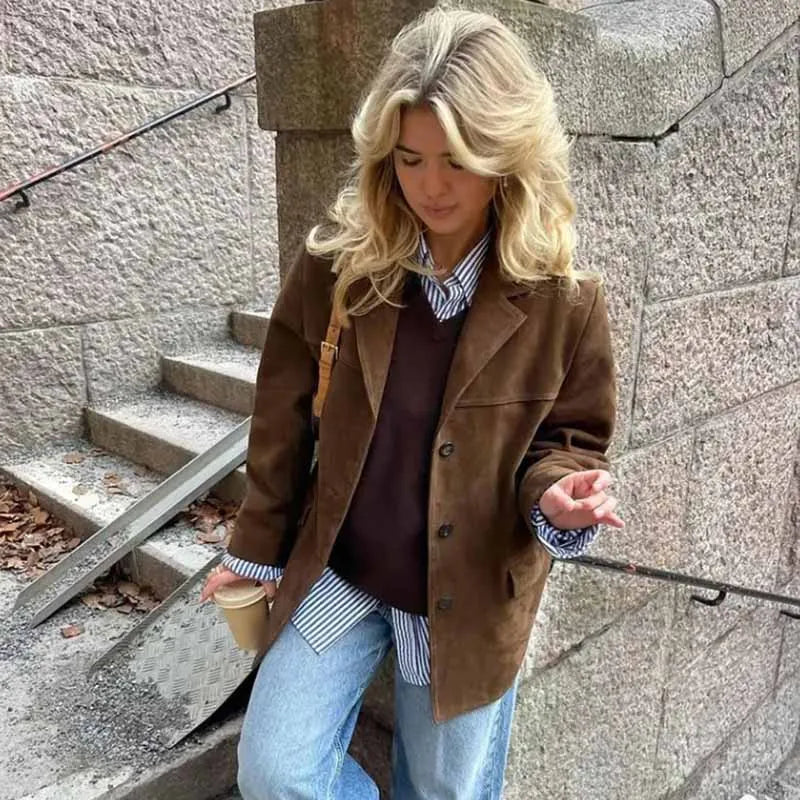 Classic Brown Leather Jacket - Nocini