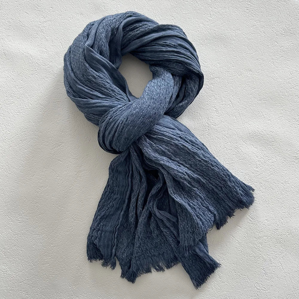 Soft Linen Lightweight Frayed Edge Scarf - Nocini