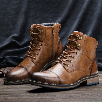 Classic Leather Cap Toe Boot - Nocini