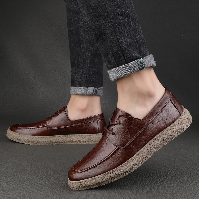 Breathable Perforated Leather Slip On Shoe