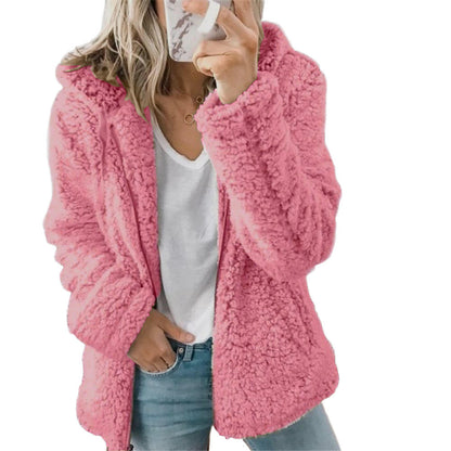 Cozy Women's Hooded Fleece Sherpa Coat - Nocini