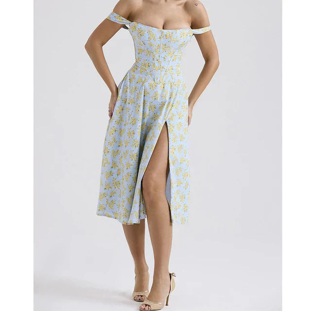 Comfortable Floral Midi Dress with Wide Straps