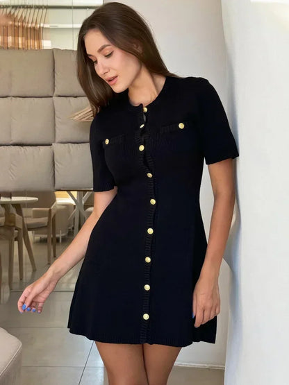 Fashionable Short Sleeved Knit Dress - Nocini