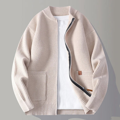 Casual Fit Crew Neck Knit Jacket