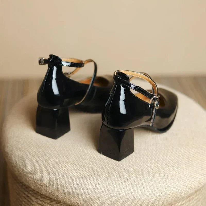 Elegant Low Heel Ankle Strap Shoes