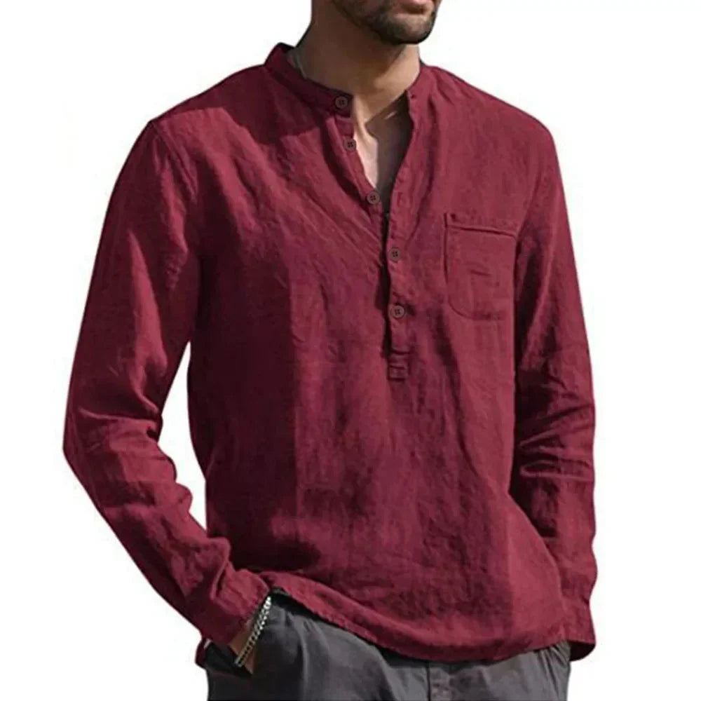 Casual Long Sleeve Men's Shirt Natural Fit