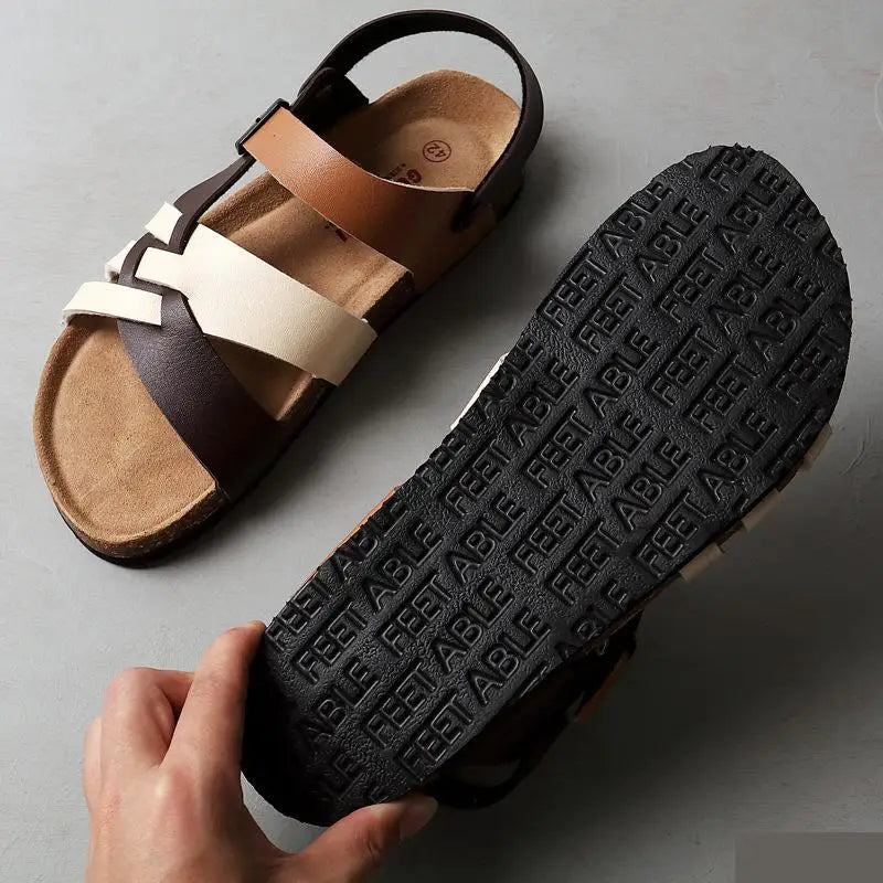 Brown Genuine Leather Flip Flops