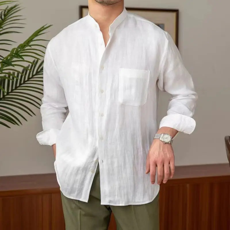 Casual Linen Men's Long Sleeve Shirt