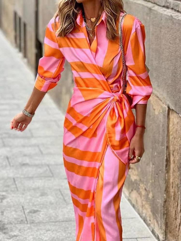 Elegant V-neck Wrap Dress for Women - Nocini
