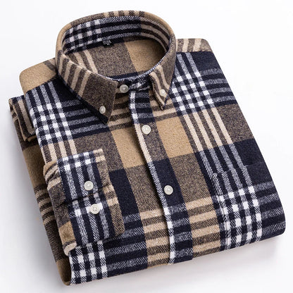 Classic Plaid Dress Shirt for Men with Pocket