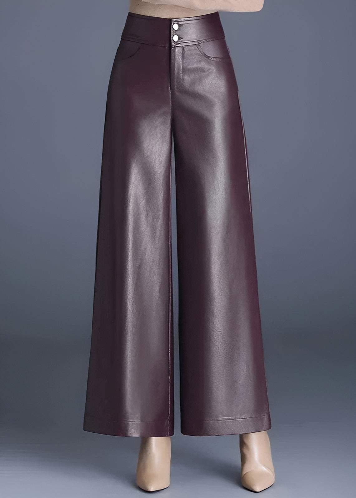 Trendy Wide Leg Leather Jeans