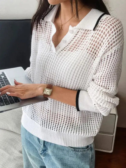 Floral Cut Out Women's Blouse
