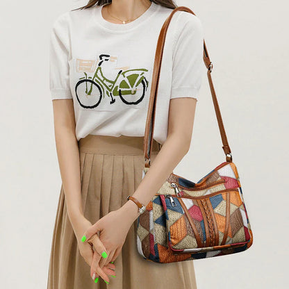 Faux Leather Patchwork Tote Shoulder Bag
