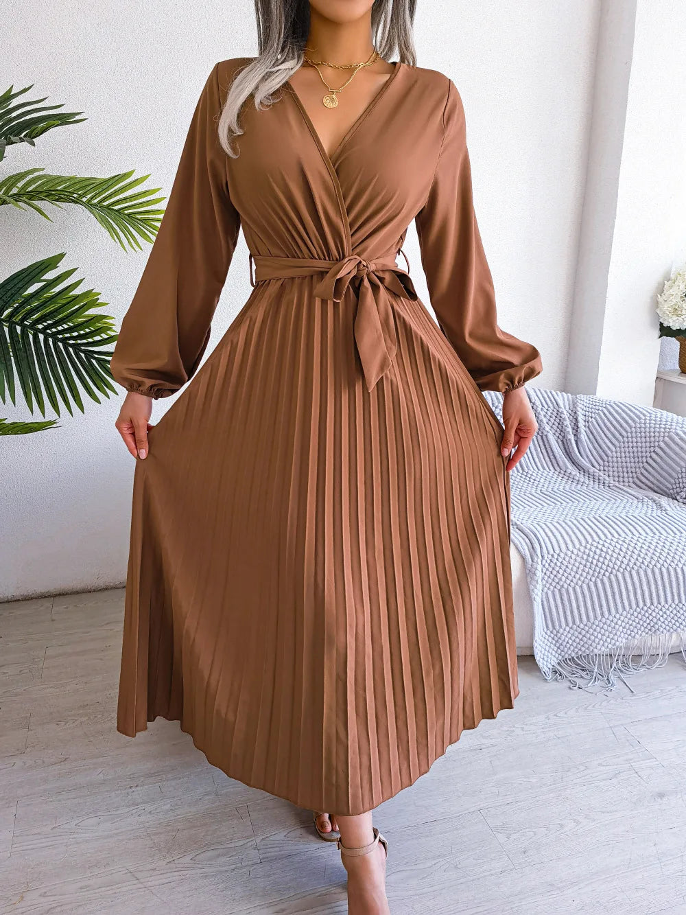 Women's Deep V-Neck Long Dress