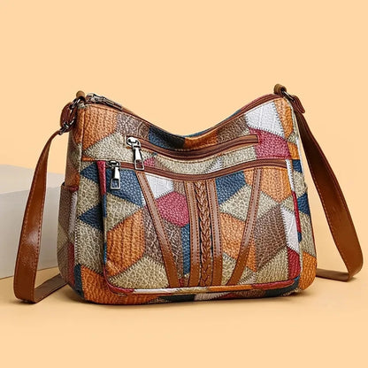 Faux Leather Patchwork Tote Shoulder Bag