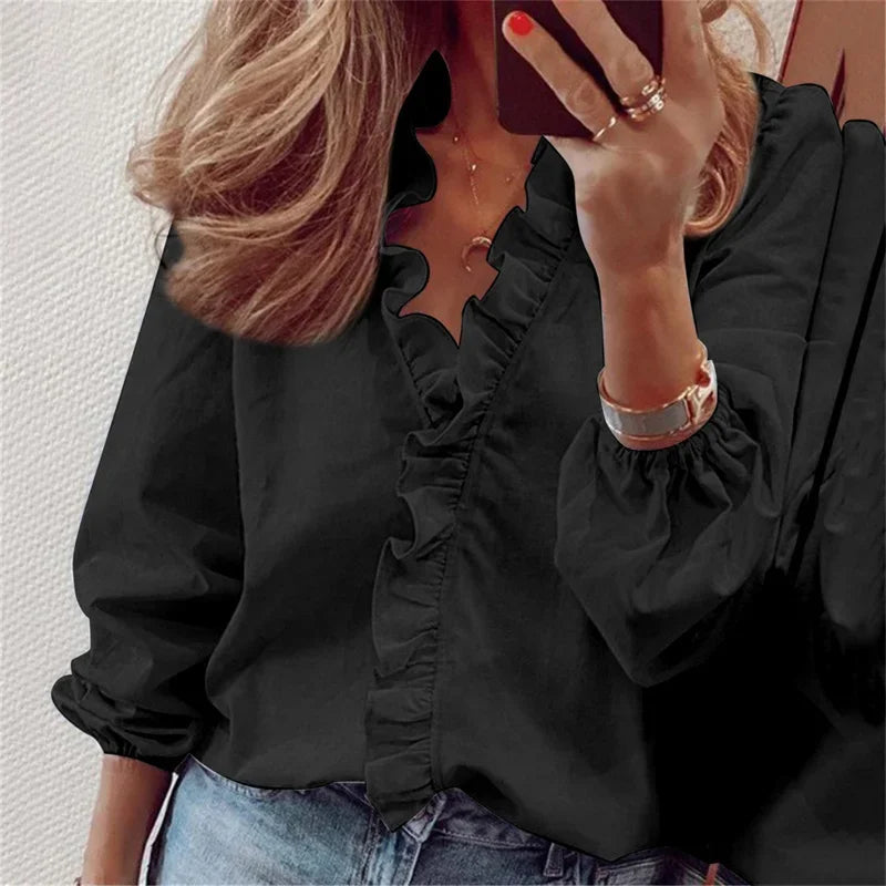 Ladies Floral Ruffle Top Blouse