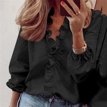 Ladies Floral Ruffle Top Blouse