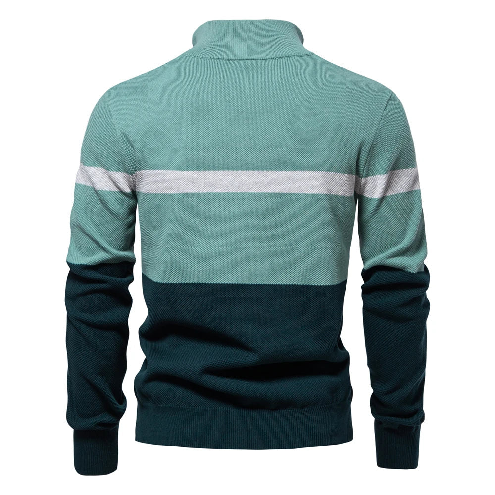 Classic Multicolor Textured Quarter Zip Sweater