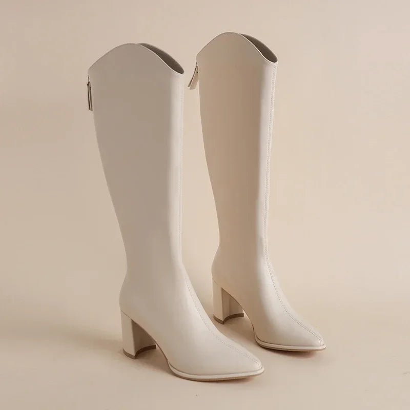 Tall Brown Leather Knee Boot