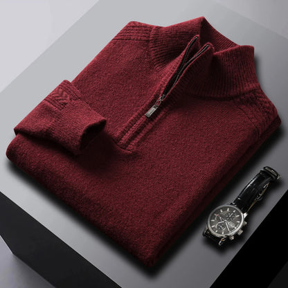 Soft Cable Knit Quarter Zip Men's Sweater