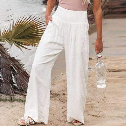 Relaxed Fit Women's Wide Leg Elastic Pants