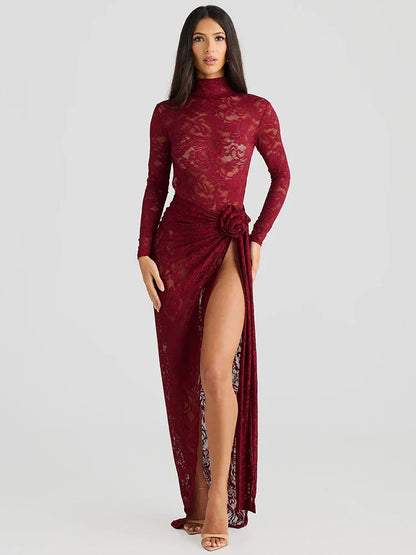 Sexy Lace High Neck Women's Bodycon Dress - Nocini