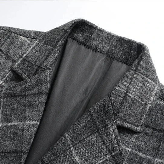 Warm Plaid Wool Winter Coat