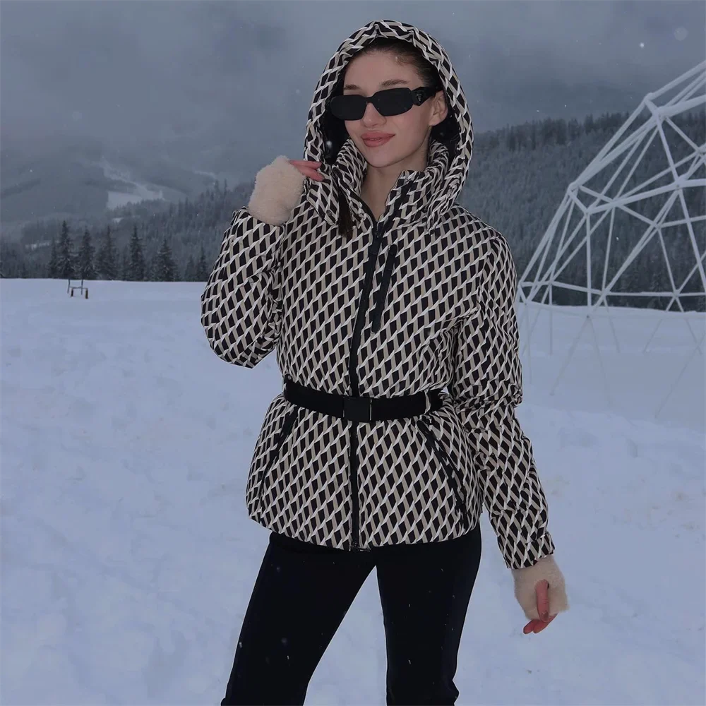 Warm Women's Puffer Coat with Adjustable Waist Belt