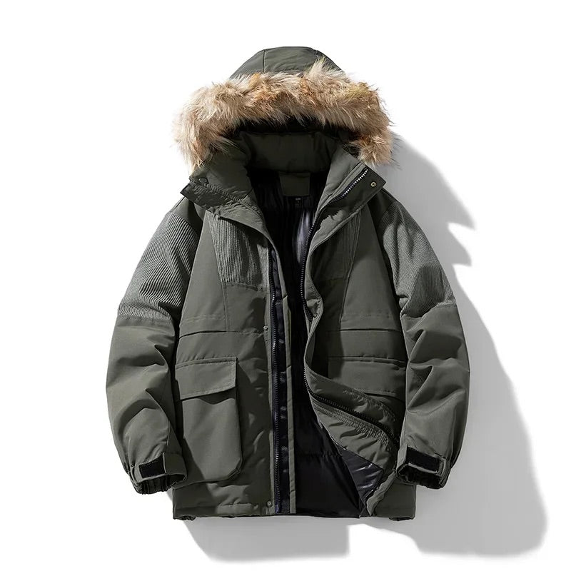 Cozy Men's Parka Jacket with Fur Hood and Warm Lining - Nocini