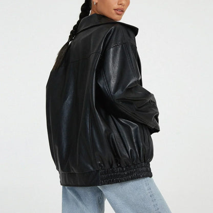 Large Genuine Leather Biker Jacket