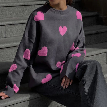 Lovely Heart Pattern Sweater