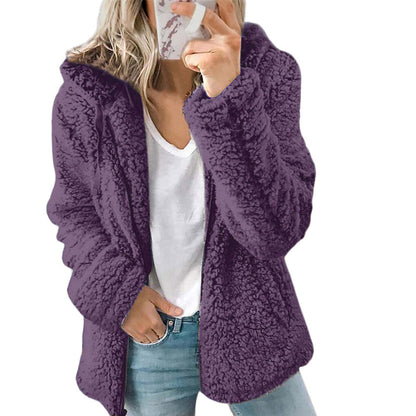 Cozy Women's Hooded Fleece Sherpa Coat
