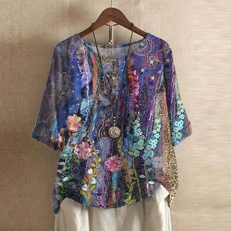 Casual Short Sleeve Women's Button Blouse