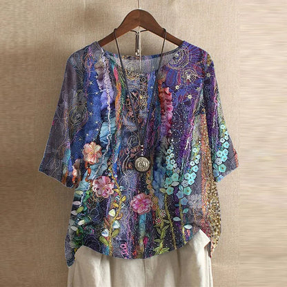 Casual Short Sleeve Women's Button Blouse