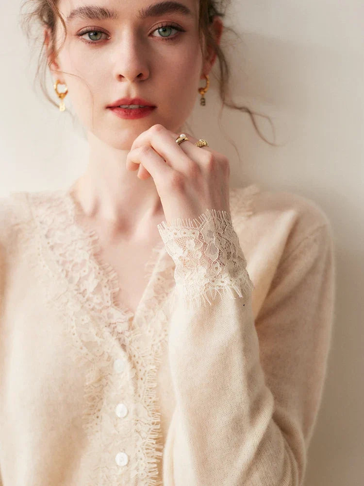 Feminine Lace Cardigan with Button Front