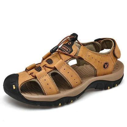 Rugged Men's Genuine Leather Hiking Sandals