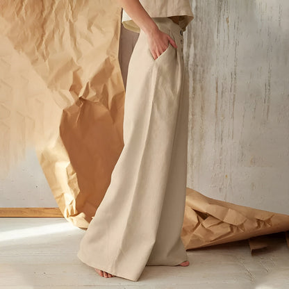 Green High-Waisted Wide Leg Pants