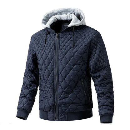 Warm Padded Bomber Jacket with Hood