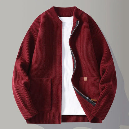 Casual Fit Crew Neck Knit Jacket
