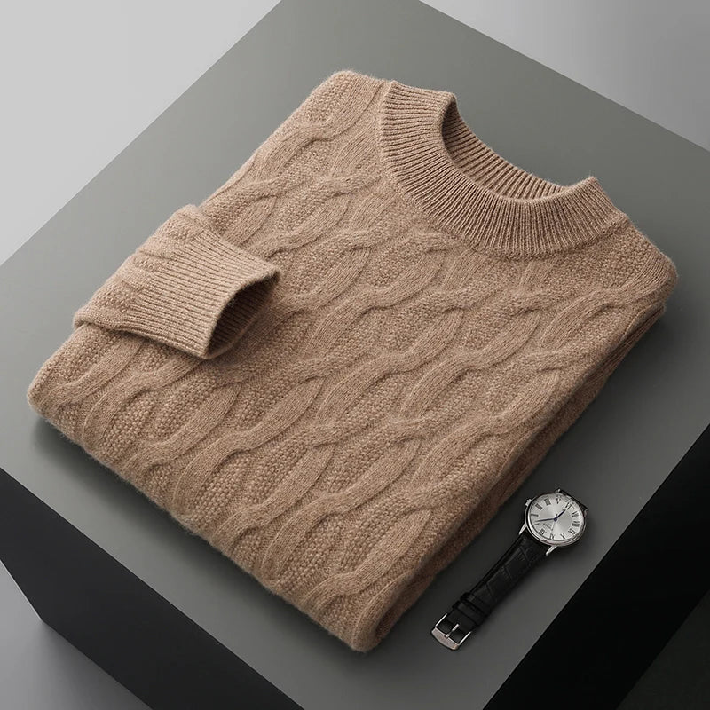 Classic Crew Neck Cable Knit Sweater