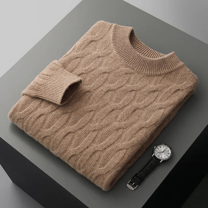 Classic Crew Neck Cable Knit Sweater
