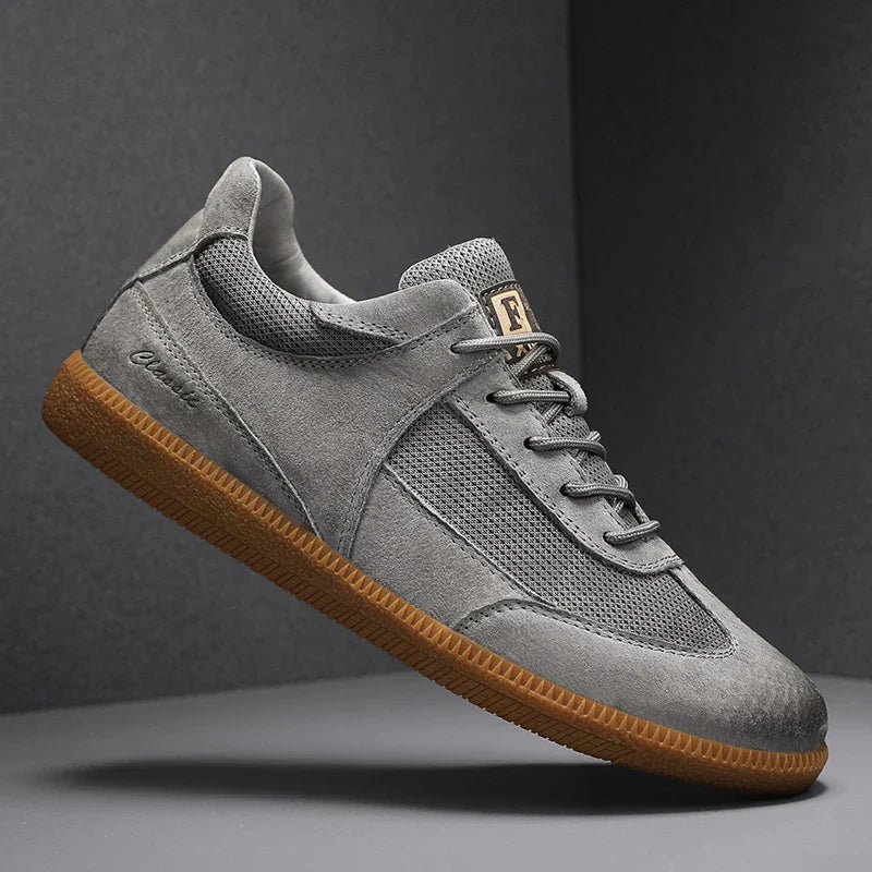 Soft Suede Low Top Mesh Sneakers with Rubber Sole