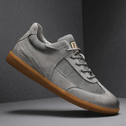 Soft Suede Low Top Mesh Sneakers with Rubber Sole