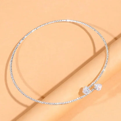 Sparkling Crystal Heart Choker Necklace