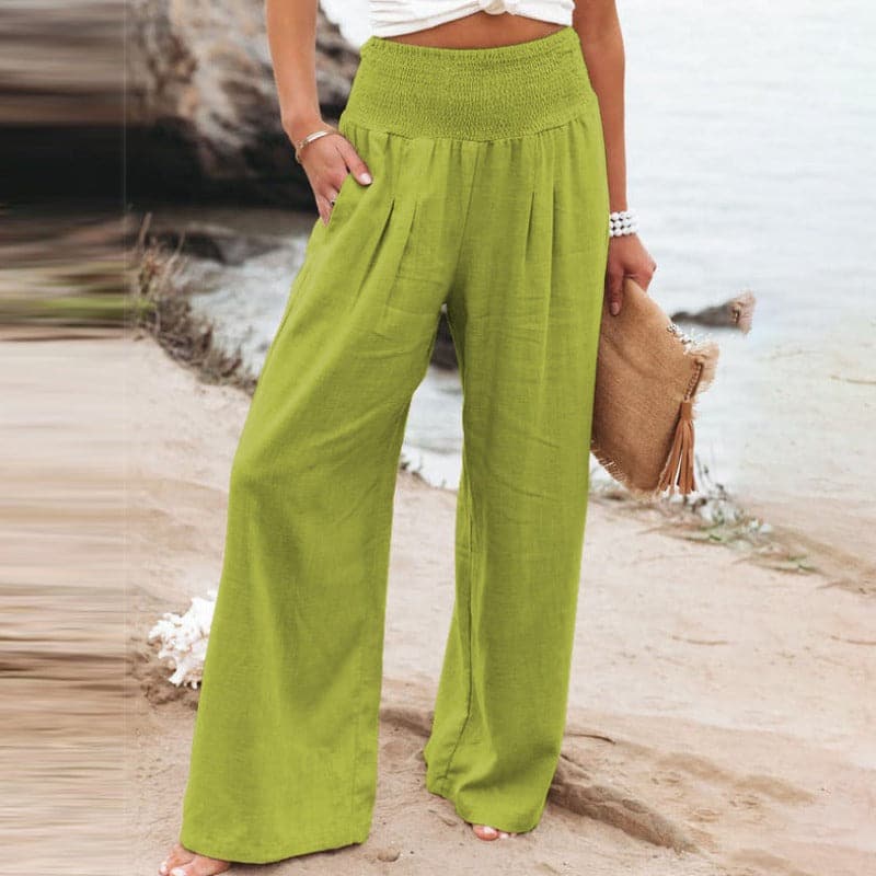 Relaxed Fit Women's Wide Leg Elastic Pants